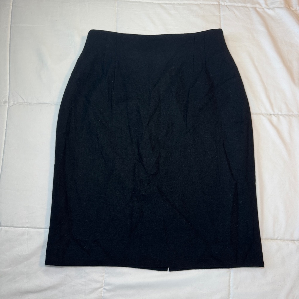 Jones New York Black 100% Wool Pencil Skirt 10 Quiet Luxury Old Money Officecore